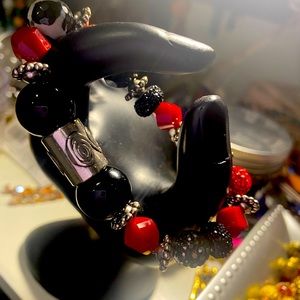 Handmade glass bead bracelet